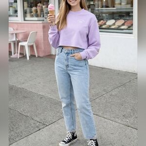 H&M Lilac Cropped Crewneck Sweatshirt NWOT